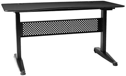 Pneumatic Stand Desk with Curved Black Top