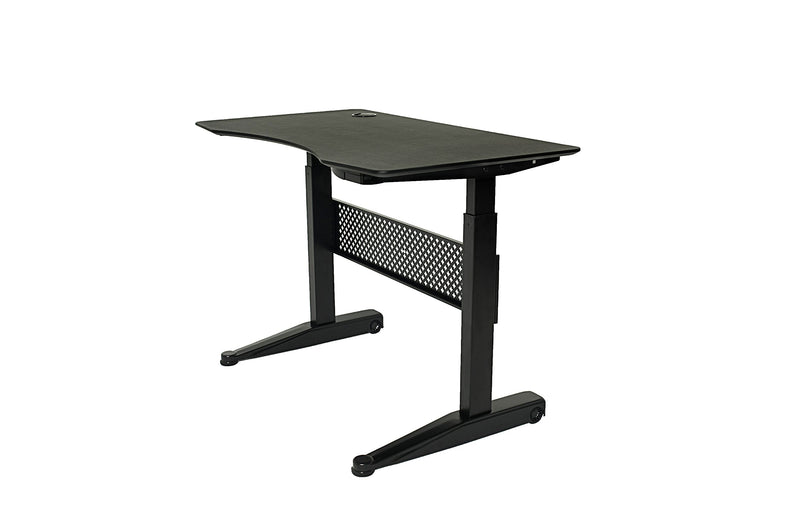 Pneumatic Stand Desk with Curved Black Top