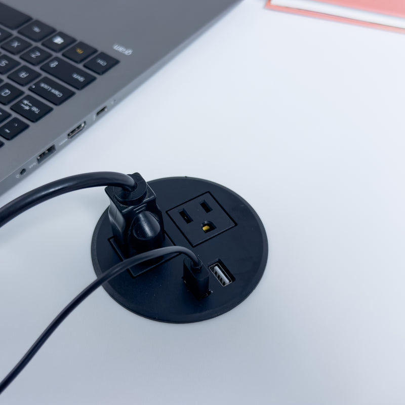 UL Certified Desktop Power Grommet with 2xAC Outlet, 2xUSB Charging Ports