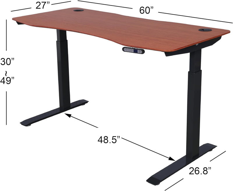 Elite Pro Series 60" x 27" Standing Desk with 100% Natural Bamboo Top