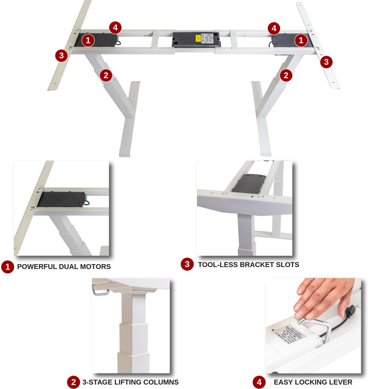 K Series Dual Motor Electric Adjustable Sit Stand Desk Frame Only