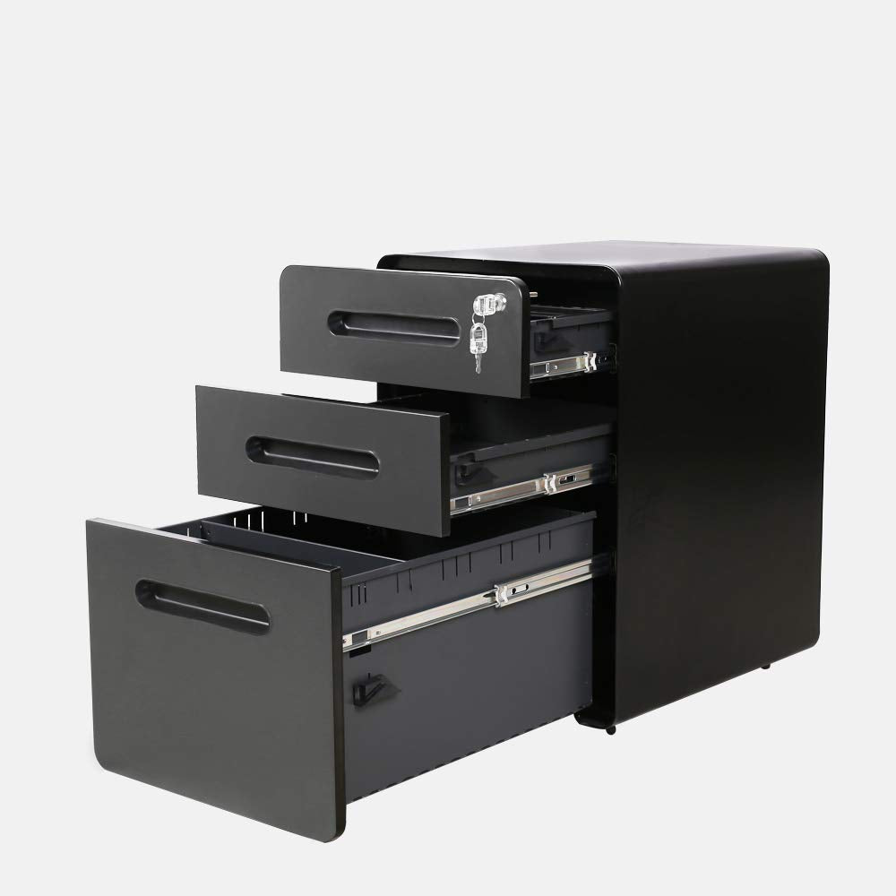 Bellemave 3 Drawer Mobile Locking File Cabinet,Metal Filing