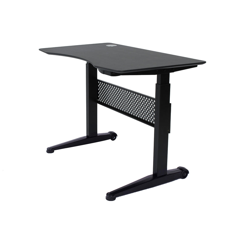 Pneumatic Stand Desk with Curved Black Top