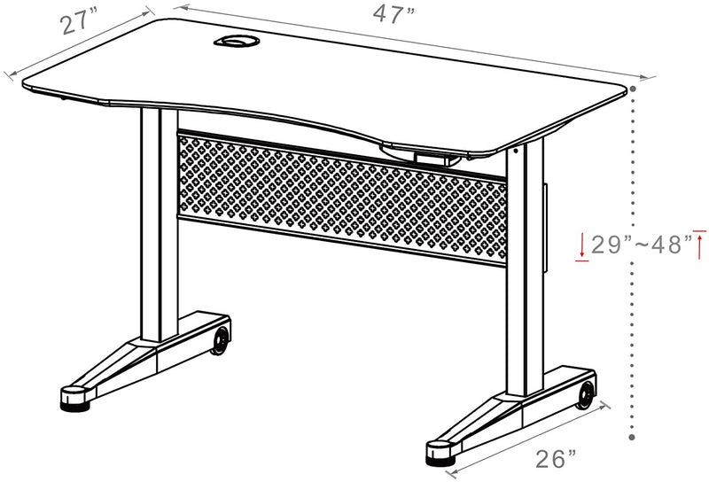 Pneumatic Stand Desk with Curved Black Top