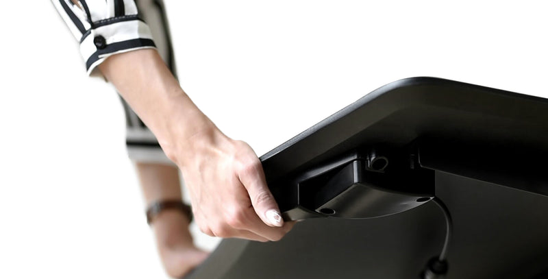 Pneumatic Stand Desk with Curved Black Top