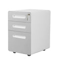 White 3-Drawer Metal Mobile File Cabinet with Locking Keys